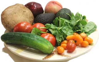 A plate of fruit & vegetables